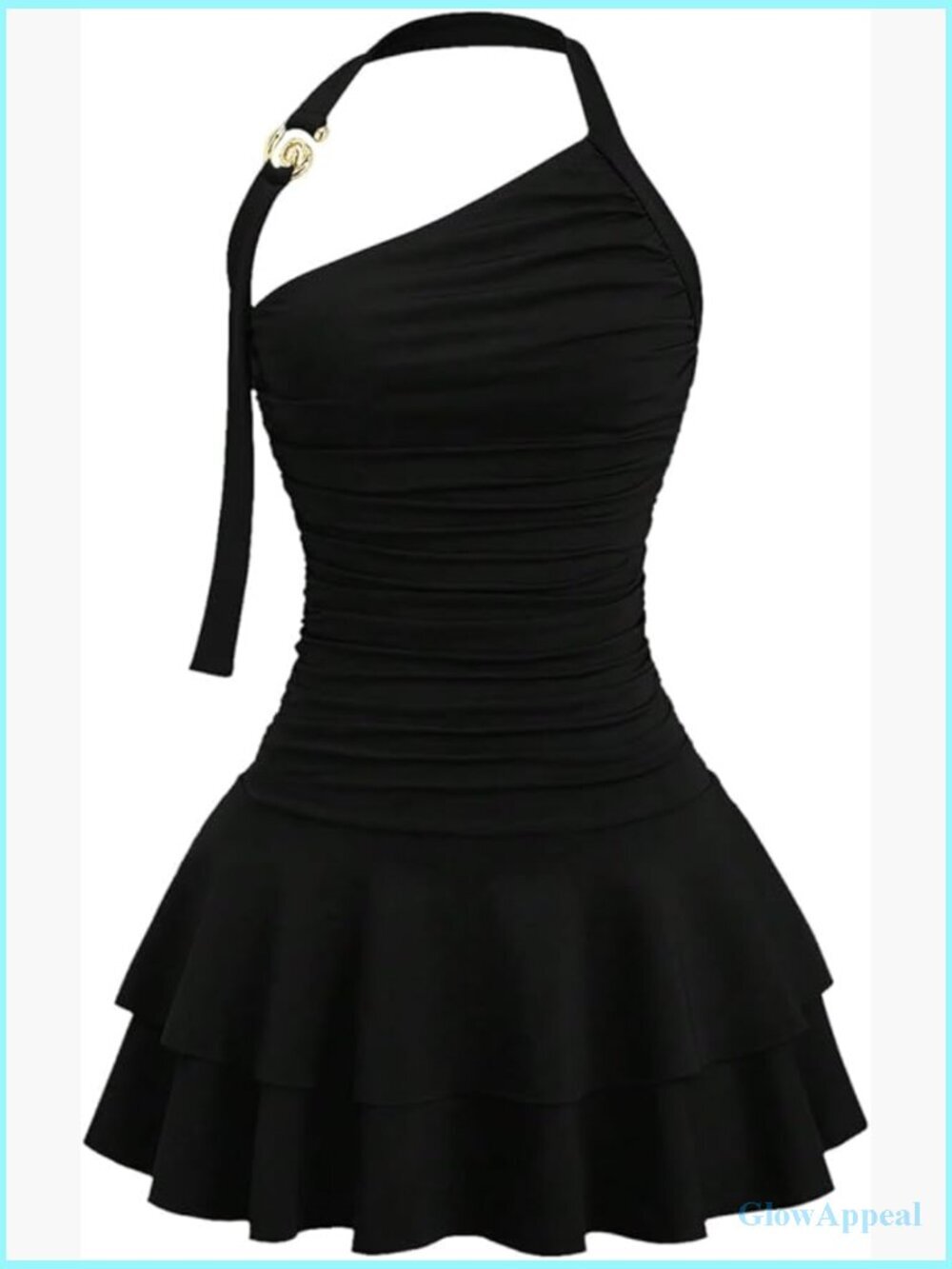 Y2K Halter Mini Dress Backless Ruffle Short Cocktail Party Dress